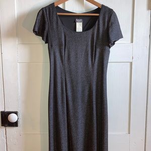 Vintage Holiday Dress Helene Blake Black and Red Shimmer Casual Short Sleeve